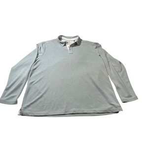 Tommy Bahama Mens XL Long Sleeve Polo Shirt Light Blue Gray Pique Knit Marlin